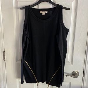 Michael Kors, cold shoulder sweater, size large with hip zippers in front